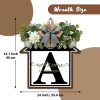 CT0439514JS_3 Large 14" Last Name House Front Door Wreath Decor for All Seasons, 26 Initial Letter Wreaths for Front Door Porch Welcome Garland and Eucalyptus Hanging Gift for Farmhouse Welcome Sign (D)