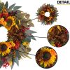 HipTree 24 Inch Fall Sunflower Hydrangea Wreath Autumn Front Door Wreath | Artificial Thanksgiving Wreath with Eucalyptus Leaves, Harvest Wreath for Indoor Outdoor Porch Farmhouse Home Decor
