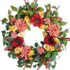 TEMPUS 24 Inch Spring Summer Wreath for Front Door – Artificial Sunflower & Dahlia Floral Wreath for Farmhouse Home Decor, Porch, Wall, Window, Wedding Party Decoration
