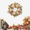 18 Inch Lush Fall Wreath for Front Door, Boho Brown Outdoor Wreath with Faux Dried Hydrangea Pampas Burlap & Flowers, Farmhouse Fall Winter Thanksgiving Harvest Décor