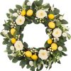 22 Inch Lemon Floral Wreath with White Peonies and Eucalyptus Leaves, Summer Front Door Wreath, Farmhouse Decor for Spring Summer Indoor Outdoor Use