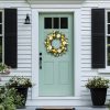 22 Inch Lemon Floral Wreath with White Peonies and Eucalyptus Leaves, Summer Front Door Wreath, Farmhouse Decor for Spring Summer Indoor Outdoor Use