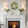 22 Inch Lemon Floral Wreath with White Peonies and Eucalyptus Leaves, Summer Front Door Wreath, Farmhouse Decor for Spring Summer Indoor Outdoor Use