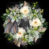 WREATHOME Lambs Ear Wreaths for Farmhouse Front Door Outside Year Round | 20'' Artificial Spring Summer Fall Winter Wreath with Peony Buffalo Bow Green Handmade Everyday Home Decor