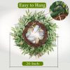 WREATHOME Lambs Ear Wreaths for Farmhouse Front Door Outside Year Round | 20'' Artificial Spring Summer Fall Winter Wreath with Peony Buffalo Bow Green Handmade Everyday Home Decor