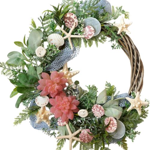 CT0439809JS_1 Shell Winter Spring Summer Wreath for Front Door
