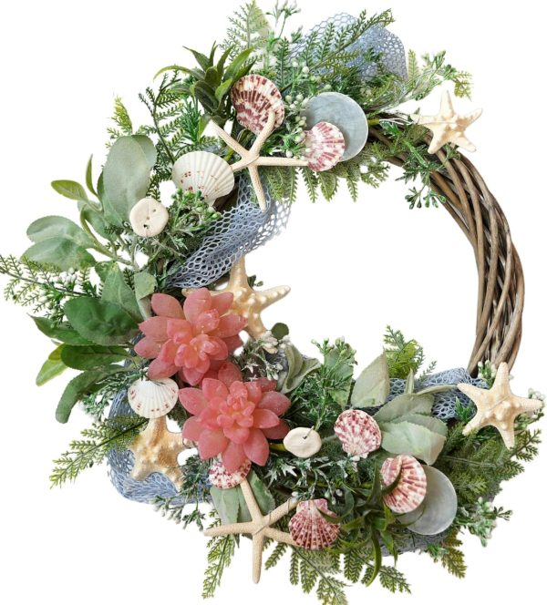 Shell Winter Spring Summer Wreath for Front Door