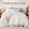 JOLLYVOGUE White Comforters Queen Size, 3 Pieces Ruffle Seersucker Queen Comforter Set for All Season, Lightweight Soft Shabby Chic Bedding Sets for Women（1 Comforter, 2 Pillowshams）