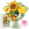 Crochet Flower Bouquet,Yellow Sunflower Bouquet with Card/Bag | Handmade knitted bouquet, ideal gift for Mother's Day, Teacher, Birthday, Graduation, Women, Wife