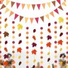 Happy Felt Fall Garland Banner,NO DIY, Thanksgiving Orange Hanging Streamer Thankful Pennant Banner Triangle Flag for Harvest Autumn Theme Festival Birthday Wedding Party Decorations