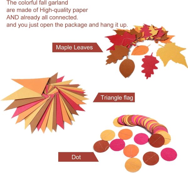Happy Felt Fall Garland Banner,NO DIY, Thanksgiving Orange Hanging Streamer Thankful Pennant Banner Triangle Flag for Harvest Autumn Theme Festival Birthday Wedding Party Decorations