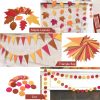 Happy Felt Fall Garland Banner,NO DIY, Thanksgiving Orange Hanging Streamer Thankful Pennant Banner Triangle Flag for Harvest Autumn Theme Festival Birthday Wedding Party Decorations
