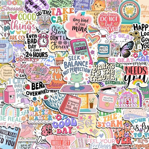 300 PCS Mental Health Stickers, Vinyl Therapy Stickers for Mental Health Journal, Positive Quote Decals for Adult, Therapist Gifts, Journals, Laptops, Water Bottles