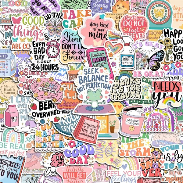 300 PCS Mental Health Stickers, Vinyl Therapy Stickers for Mental Health Journal, Positive Quote Decals for Adult, Therapist Gifts, Journals, Laptops, Water Bottles
