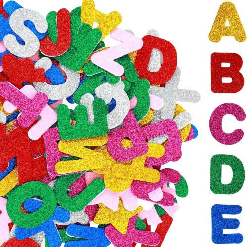 196 Pcs Foam Letters Stickers Glitter, 1.5 inch Self-Adhesive Foam Stickers Colorful A-Z Letter Heart Star Foams Sticker Glitter Foams Alphabet Sticker for Art Crafts DIY (A-Z+Heart+Star)