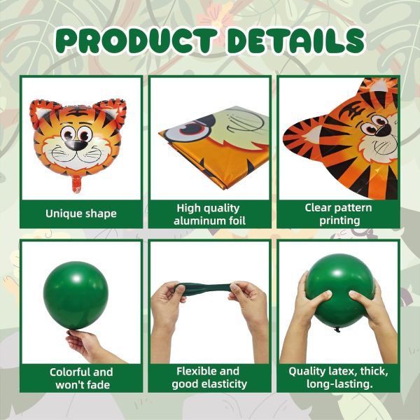 CT0524-FAB-11GT_4 86-Pcs Jungle Safari Animal Balloons for Birthday Party Decorations | Foil & Latex, Zebra, Elephant, Monkey, Leopard, Giraffe, Lion, Tiger, Crocodile for Baby Shower,Wild One Birthday Decorations