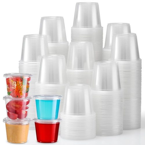 CT0527-PCS-91GT_1 Portion Cups With Lids, 240 Sets - 5.5 oz Airtight, Stackable Souffle Cups, Salad Dressing & Sauce Containers for Lunch, Party, Trips
