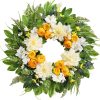 24'' Wreaths for Front Door, Porch, Farmhouse Decor - Summer Wreath with Peony Ranunculus for Window Wall Home Decor All Seasons - Yellow & White
