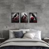 Kalormore Raven with Red Rose Painting Dark Academia Crow and Skull Wall Artwork Retro Art Gothic Decor Halloween Canvas Wall Poster 12"X16"X3PCS