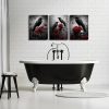 Kalormore Raven with Red Rose Painting Dark Academia Crow and Skull Wall Artwork Retro Art Gothic Decor Halloween Canvas Wall Poster 12"X16"X3PCS
