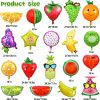 28 Pcs Summer Fruit Foil Aluminum Helium Balloons for Tutti Fruit Party Decorations Tropical Strawberry Watermelon Jumbo Balloons for Wedding Birthday Shower Party Supplies 18 Inch