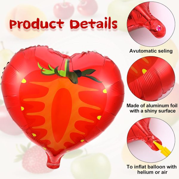 28 Pcs Summer Fruit Foil Aluminum Helium Balloons for Tutti Fruit Party Decorations Tropical Strawberry Watermelon Jumbo Balloons for Wedding Birthday Shower Party Supplies 18 Inch
