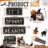 Moucuny 4 Pcs Halloween Table Decoration Pumpkin Ghost Wooden Stacked Block Decor, "It's Spooky Season" Centerpiece Signs, Rustic Gothic Halloween Tiered Tray Decoration for Home Office Kitchen Shelf