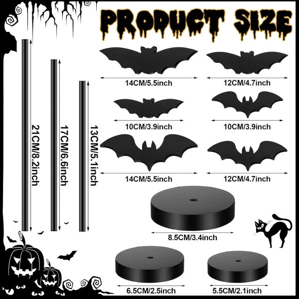 Geetery 6 Pieces Halloween Table Decorations Tall Standing Bat Decor Wood Sign Block Wooden Bats Centerpieces Rustic Tabletop Home Table Topper Sign for Halloween Party Favor Home Room Decor(Black)