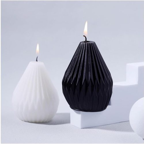 CT0620-MDS-190GT_1 Silicone Candle Molds, 3D Pear Shape Scented Candle Mold, Classic Geometric Design, Colorless, BPA Free, Silicone Molds for Candle Making, DIY, Resin, Wax, Soap, Clay, Chocolate Etc