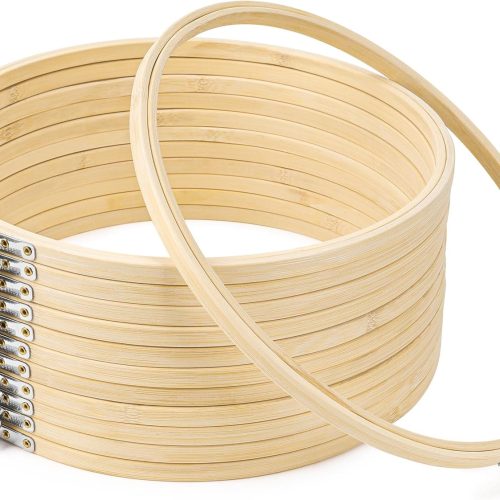 CT0626EBR123GT_1 GIEMSON Embroidery Hoop 10 Inch 12 Pieces Large Embroidery Hoops Bamboo Circle Cross Stitch Hoop for Embroidery Art Craft Sewing