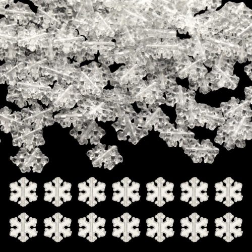 SUNNYCLUE 500Pcs Snowflake Beads Bulk Clear Snowflakes Beads Christmas Xmas Fall Mini Acrylic Holiday Clear Spacers for Jewelry Making DIY Necklace Earring Adults