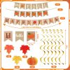 MARFOREVER Fall Thanksgiving Day Hanging Decorations, Thanksgiving Pumpkin Maple Leaf Hanging Swirls Happy Fall Banner Set for Thanksgiving Day Autumn Classroom Office Home Party Supplies Decor