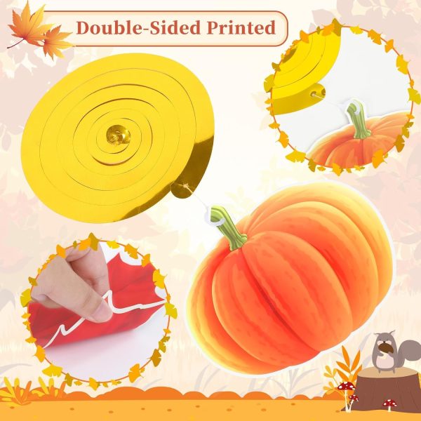 MARFOREVER Fall Thanksgiving Day Hanging Decorations, Thanksgiving Pumpkin Maple Leaf Hanging Swirls Happy Fall Banner Set for Thanksgiving Day Autumn Classroom Office Home Party Supplies Decor