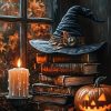 AuraDraw Witch Hat Diamond Art Kits for Adults, Halloween Book Diamond Painting Kits for Adults, Round Full Drill Diamonds for Home Decor-12x16inch