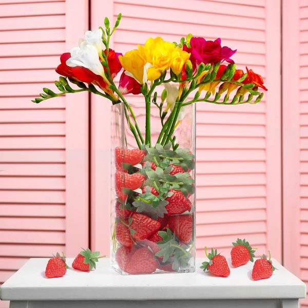 CT07018AF148GT_3 20 Pieces Artificial Strawberries Fake Strawberries Lifelike Red Realistic Plastic Fruit for Kitchen Party Decoration Photo Prop,S Size