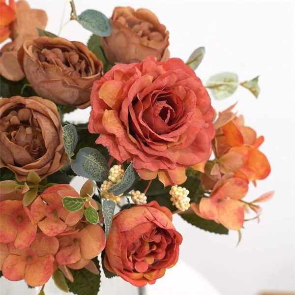 Artificial Flowers Fake Peony Silk Flowers Hydrangea Bouquet Decor Faux Camellia Flower for Home Living Room Table Centerpieces Decoration