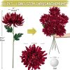CT0811ZRA374GT_3 Briful 6 Pcs Burgundy Artificial Mums for Outdoors Fall – 25.6’’ Long Stem Faux Chrysanthemums, Large 6’’ Silk Fall Flowers for Wedding Bouquets, Centerpieces, Porch Décor, Indoor Home Decoration