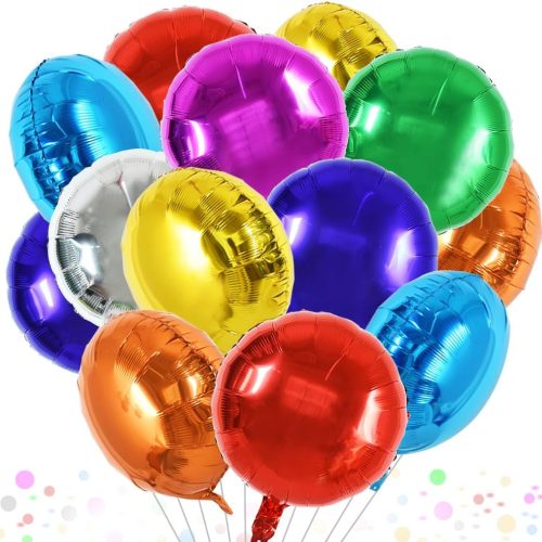 CT0816ZRA1565GT_1 TONIFUL 30Pcs 18 Inch Large Colorful Round Shape Foil Balloons Big Colorful Circle Helium Mylar Ballons for Birthday Wedding Baby Shower Anniversary Engagement Party Decor Supplies