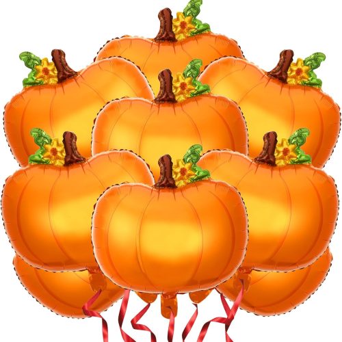 NOVWANG 18Pcs Pumpkin Balloons for Thanksgiving Halloween Party Decorations | Mylar Foil, Halloween Thanksgiving Autumn Party, Room Yard Event Decoration, 18Pcs Fall Orange Pumpkins Supplies