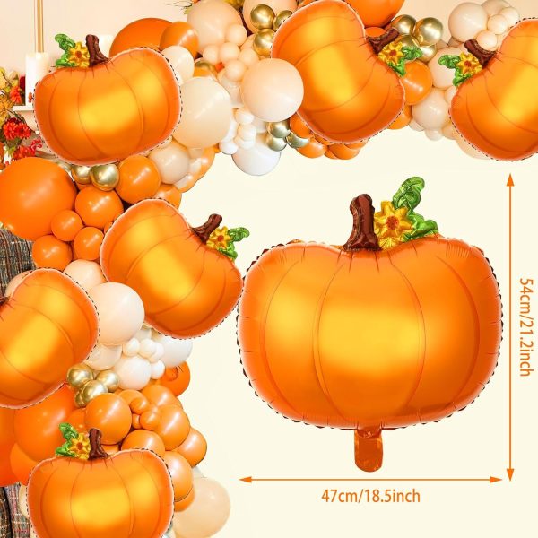 NOVWANG 18Pcs Pumpkin Balloons for Thanksgiving Halloween Party Decorations | Mylar Foil, Halloween Thanksgiving Autumn Party, Room Yard Event Decoration, 18Pcs Fall Orange Pumpkins Supplies