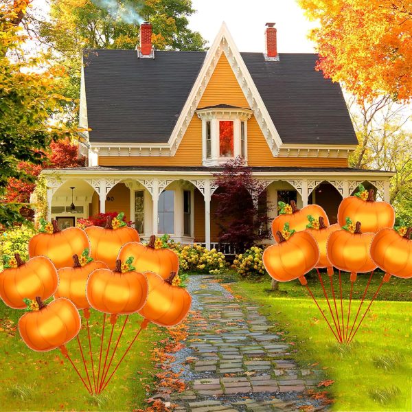 NOVWANG 18Pcs Pumpkin Balloons for Thanksgiving Halloween Party Decorations | Mylar Foil, Halloween Thanksgiving Autumn Party, Room Yard Event Decoration, 18Pcs Fall Orange Pumpkins Supplies