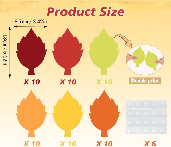60 PCS Fall Cutouts for Bulletin Board Decoration, Maple Leaves Autumn Leaf Paper Cut Outs for Thanksgiving Fall Autumn Party Office Home School Classroom Bulletin Board Decoration