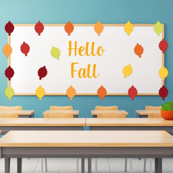 60 PCS Fall Cutouts for Bulletin Board Decoration, Maple Leaves Autumn Leaf Paper Cut Outs for Thanksgiving Fall Autumn Party Office Home School Classroom Bulletin Board Decoration
