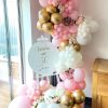 Pink and Gold Balloons Set, Pink White balloons, Confetti Balloons | 50Pcs 12 Inch Pink White Gold Balloons, Latex Balloon for Girl Women Princess Baby Shower Birthday Wedding Party Decorations