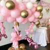 Pink and Gold Balloons Set, Pink White balloons, Confetti Balloons | 50Pcs 12 Inch Pink White Gold Balloons, Latex Balloon for Girl Women Princess Baby Shower Birthday Wedding Party Decorations