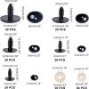 PH PandaHall 200pcs Kawaii Safety Eyes, 5 Sizes Craft Eyes Black Stuffed Animal Eyes Kawaii Eyes with Washers Oval Resin Felt Eyes for Amigurumi Puppet Teddy Bear Crochet Plush Animal Making