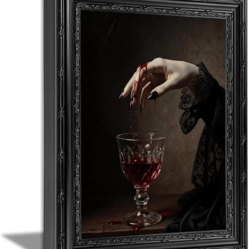 EIDHFBFJ Gothic Dark Academy Wall Art Blood Chalice Vampire Painting Victorian Gothic Wall Decor Moody Macabre Print Artwork for Living Room Bedroom Home Decoration 9x11 in