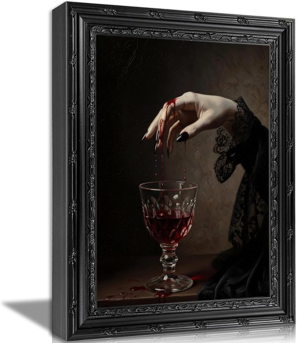 CT12054CT_1 EIDHFBFJ Gothic Dark Academy Wall Art Blood Chalice Vampire Painting Victorian Gothic Wall Decor Moody Macabre Print Artwork for Living Room Bedroom Home Decoration 9x11 in