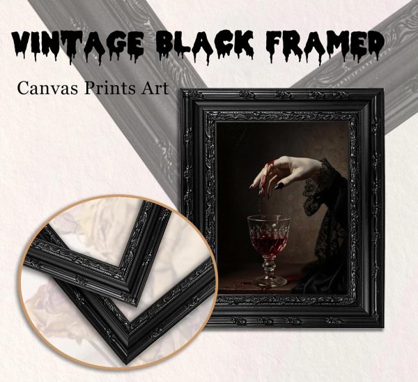 CT12054CT_2 EIDHFBFJ Gothic Dark Academy Wall Art Blood Chalice Vampire Painting Victorian Gothic Wall Decor Moody Macabre Print Artwork for Living Room Bedroom Home Decoration 9x11 in