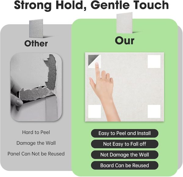47"x35" Cork Boards for Walls, 12 Pack Bulletin Board for Office | Large Felt Wall Tiles, 48 Safe Removable Adhesive Tabs, No-Drill Install, 60 Push Pins Included, Light Camel
